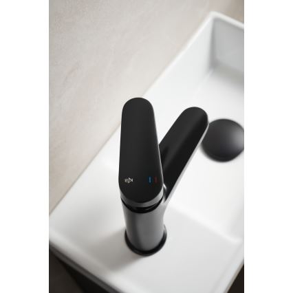 KFA Armatura 5552-815-81 - Rubinetto per lavabo con scarico e troppopieno OTAVA 15 cm nero opaco