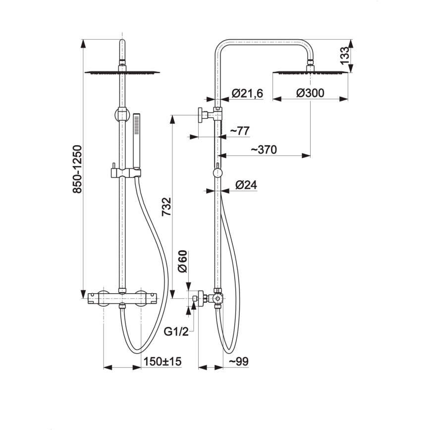 KFA Armatura 5736-920-31 - Colonne de douche avec robinet thermostatique MOZA poli doré