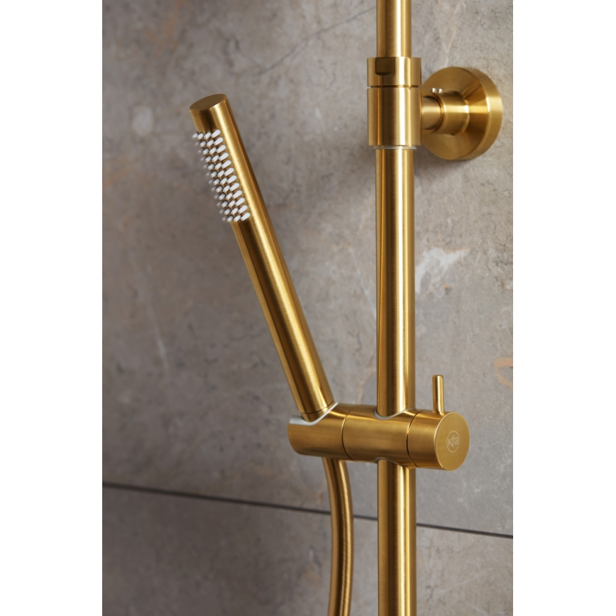 KFA Armatura 5736-920-31 - Duschset mit Thermostatarmatur MOZA in gebürstetem Gold