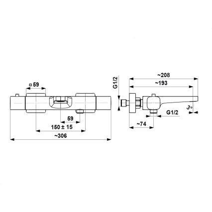 KFA Armatura 5754-010-61 - Thermostatische Wannenarmatur MALAGA, Metallicgrau