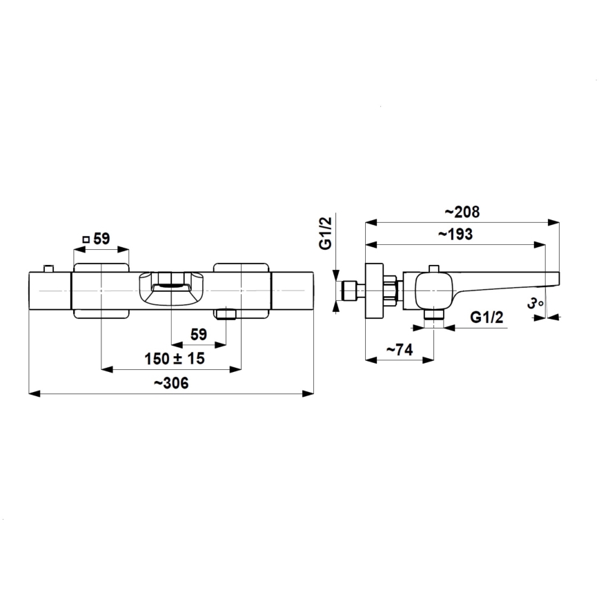 KFA Armatura 5754-010-81 - Mitigeur thermostatique de baignoire MALAGA noir