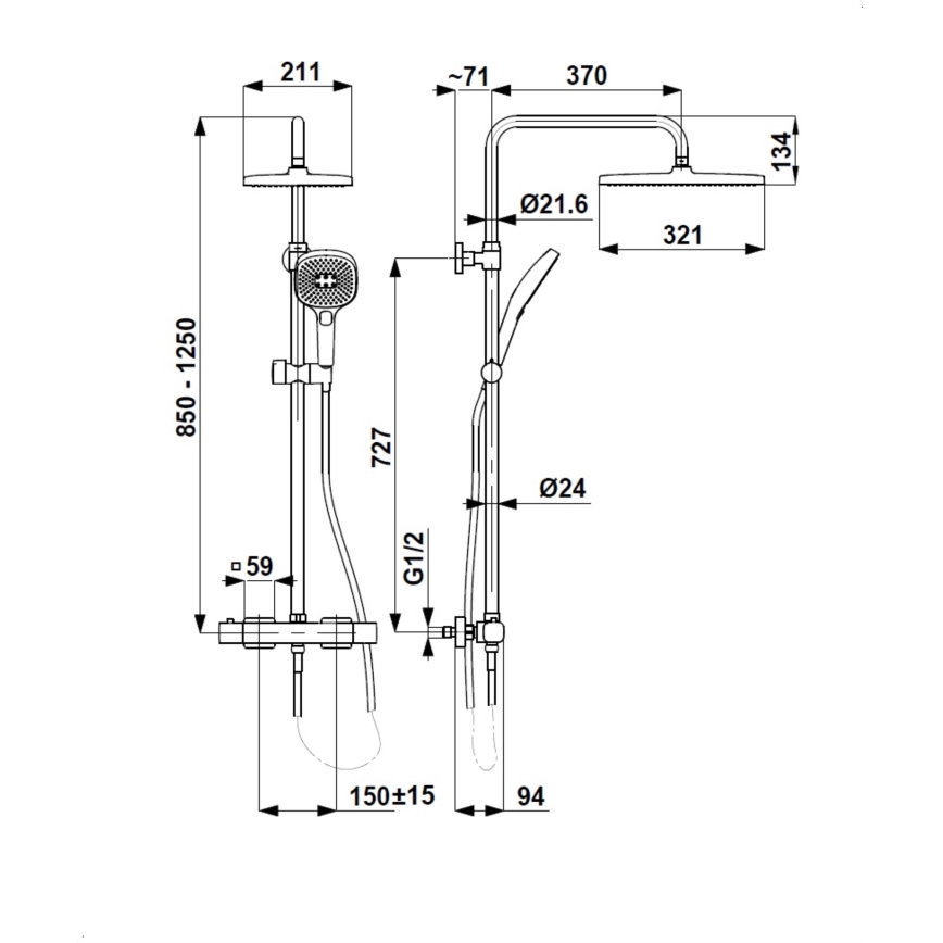 KFA Armatura 5756-910-44 - Duschset mit Thermostat-Armatur MALAGA, weiß