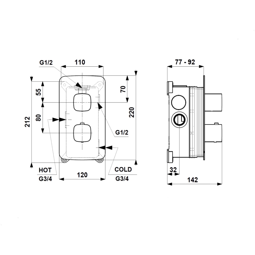 KFA Armatura 5759-001-81 - Thermostatische Duscharmatur zur Unterputzmontage MALAGA schwarz