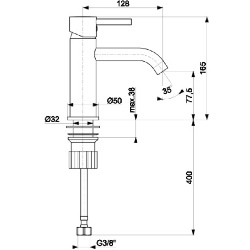 KFA Armatura 5822-815-81 - Robinet de lavabo + déchets NEDA 16,5 cm laiton/mat noir
