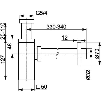 KFA Armatura 600-002-00 - Siphon d'évier angulaire chrome brillant