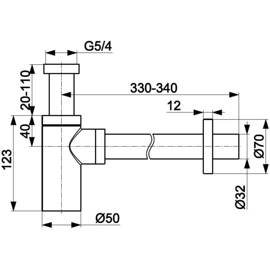 KFA Armatura 600-003-00 - Siphon d'évier rond chromé brillant