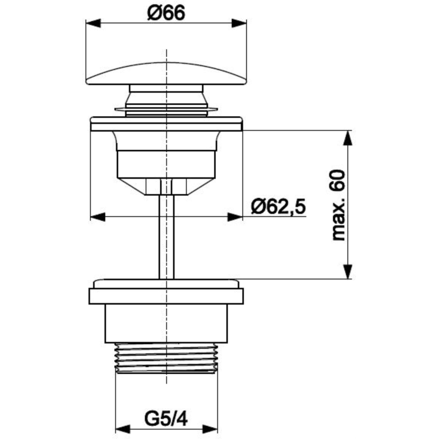 KFA Armatura 660-320-00 - Scarico del lavandino CLICK-CLACK diametro 6,6 cm cromo lucido