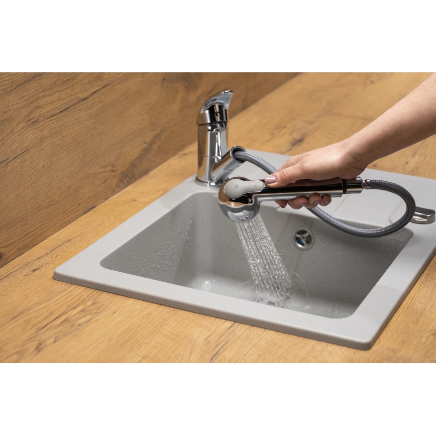 KFA Armatura 6613-110-00 - Wasserhahn/Armatur mit ausziehbarer Sprühvorrichtung INDIRA glänzendes Chrom