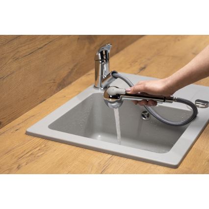 KFA Armatura 6613-110-00 - Wasserhahn/Armatur mit ausziehbarer Sprühvorrichtung INDIRA glänzendes Chrom