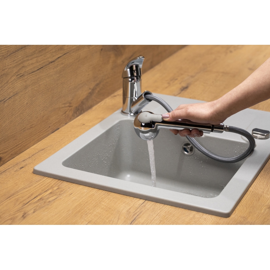 KFA Armatura 6613-110-00 - Wasserhahn/Armatur mit ausziehbarer Sprühvorrichtung INDIRA glänzendes Chrom