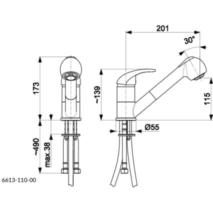 KFA Armatura 6613-110-00 - Wasserhahn/Armatur mit ausziehbarer Sprühvorrichtung INDIRA glänzendes Chrom