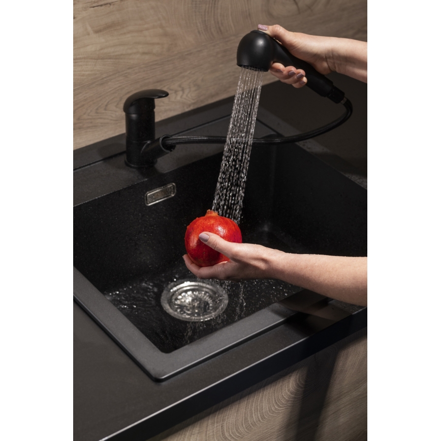 KFA Armatura 6613-110-81 - Wasserhahn/Armatur mit herausziehbarem Sprühkopf INDIRA Messing/matt schwarz