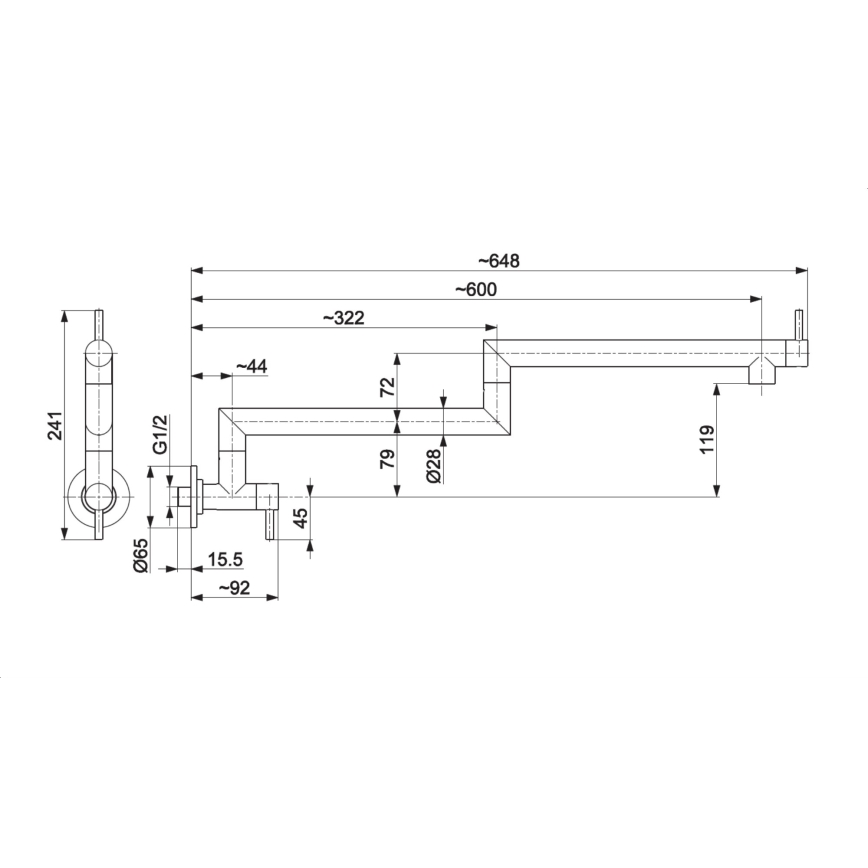 KFA Armatura 6623-030-22 - Robinet de cuisine avec bras articulé DUERO POT FILLER en acier inoxydable