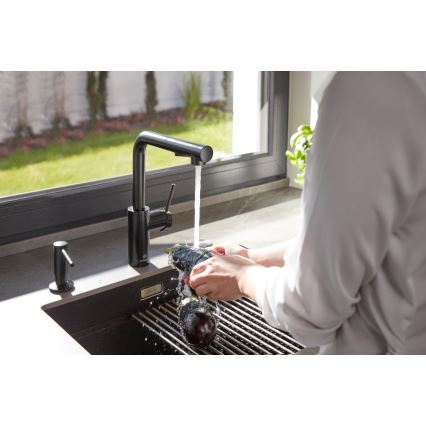 KFA Armatura 6623-110-81 - Rubinetto lavello con doccetta estraibile DUERO BASIC acciaio inossidabile/opaco nero
