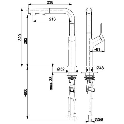 KFA Armatura 6623-220-22 - Robinet d'évier avec douchette extractible DUERO DESIGN acier inoxydable