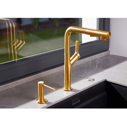KFA Armatura 6623-220-31 - Rubinetto lavello con doccetta estraibile DUERO DESIGN acciaio inossidabile/molato oro