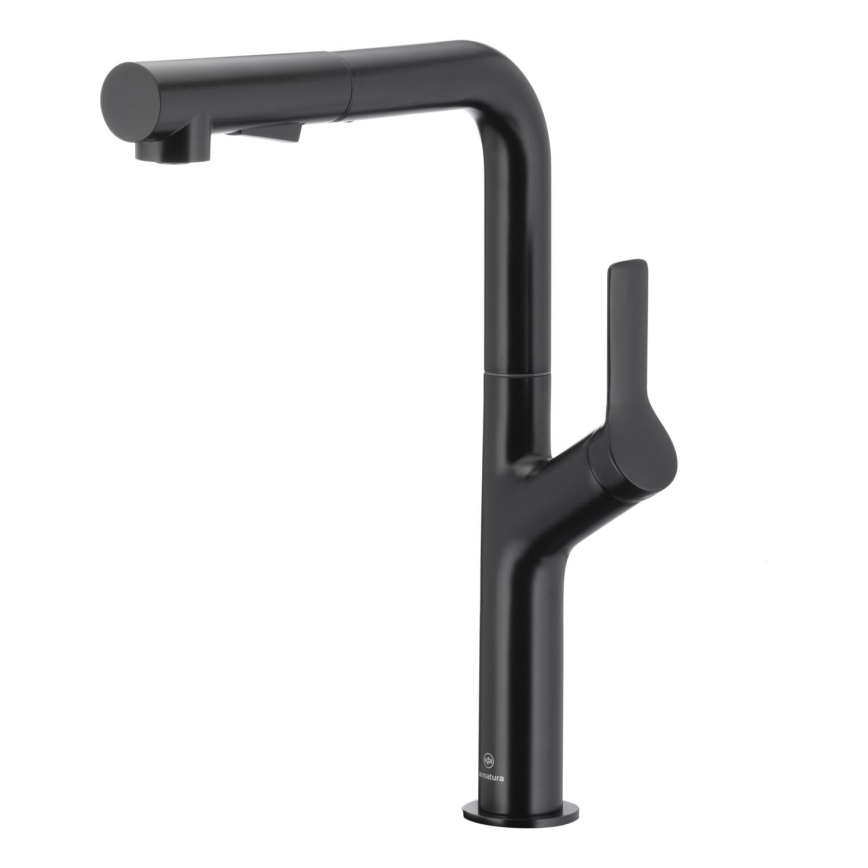 KFA Armatura 6623-220-81 - Rubinetto lavello con doccetta estraibile DUERO DESIGN acciaio inossidabile/opaco nero