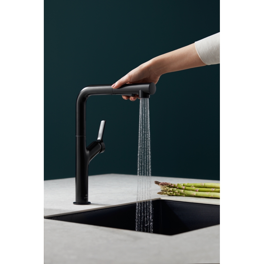 KFA Armatura 6623-220-81 - Rubinetto lavello con doccetta estraibile DUERO DESIGN acciaio inossidabile/opaco nero