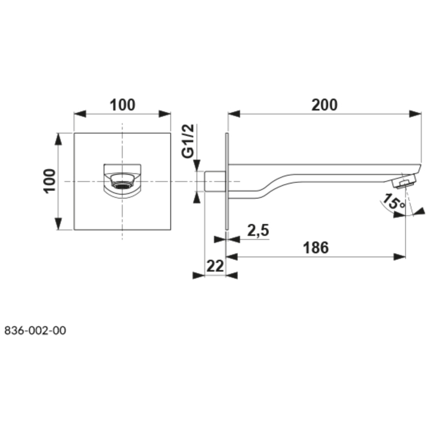 KFA Armatura 836-002-00 - Bec pour installation encastrée MOKAIT chrome brillant
