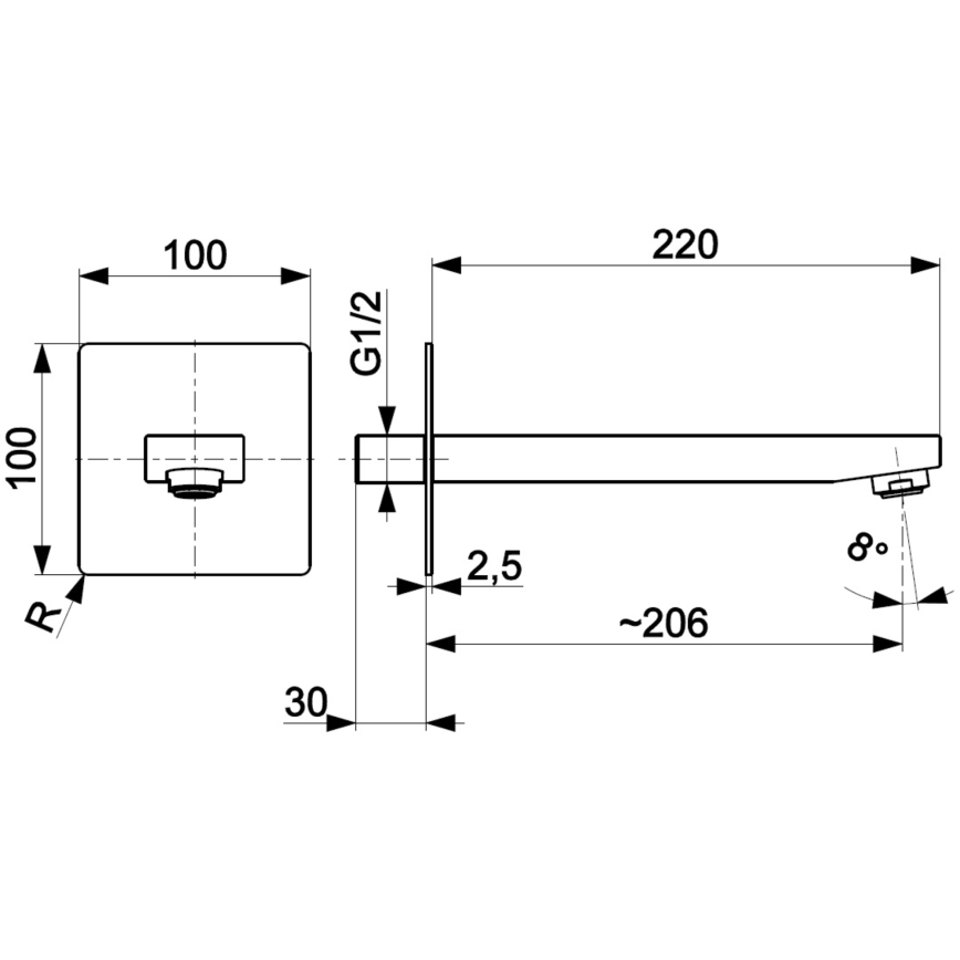 KFA Armatura 836-005-81 - Beccuccio per installazione a scomparsa LOGON ottone/opaco nero