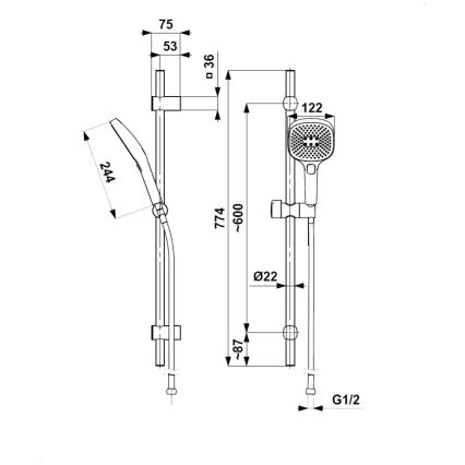 KFA Armatura 841-352-00 - Kit doccia MALAGA, cromo lucido