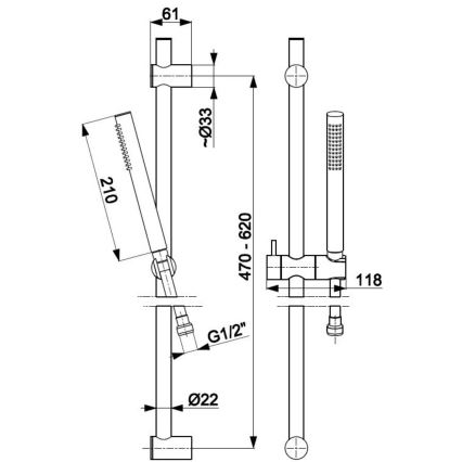 KFA Armatura 841-363-31 - Duschgarnitur MOZA Edelstahl/geschliffen golden