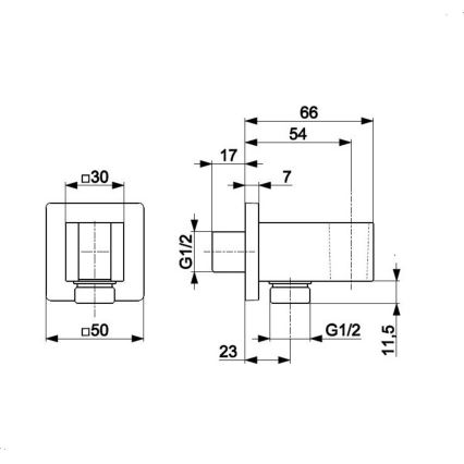 KFA Armatura 845-051-81 - Supporto doccia angolare con uscita LOGON ottone/opaco nero