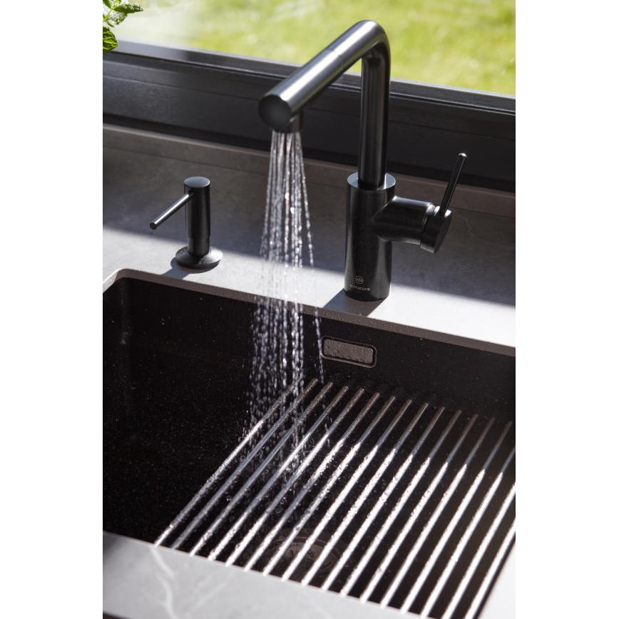 KFA Armatura 990-100-81 - Distributeur de savon encastré DUERO acier inoxydable/mat noir