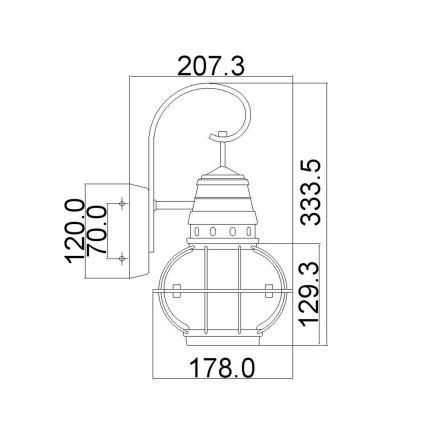 Kichler - Applique murale d'extérieur BRIDGE POINT 1xE27/60W/230V IP44 laiton