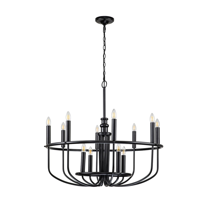Kichler - Lampadario a catena CAPITOL HILL 12xE14/40W/230V nero