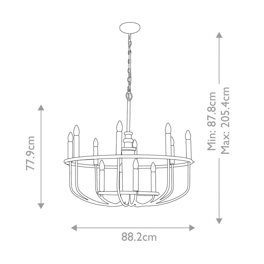Kichler - Lampadario a catena CAPITOL HILL 12xE14/40W/230V nero