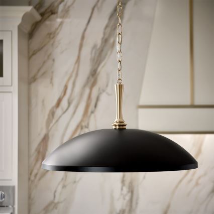 Kichler - Hängeleuchte an Kette DELAROSA 1xE27/60W/230V schwarz/Messing