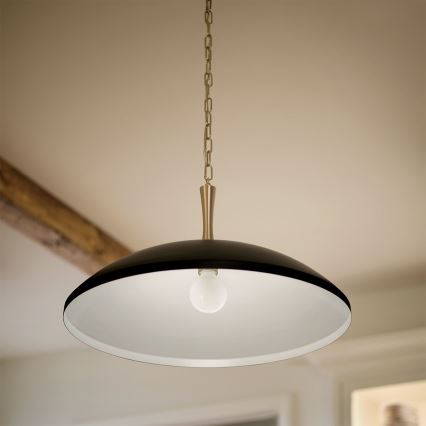 Kichler - Hängeleuchte an Kette DELAROSA 1xE27/60W/230V schwarz/Messing