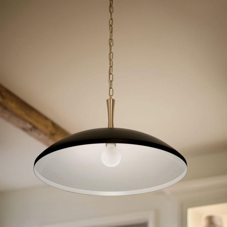 Kichler - Hängeleuchte an Kette DELAROSA 1xE27/60W/230V schwarz/Messing