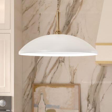 Kichler - Lampadario a sospensione con catena DELAROSA 1xE27/60W/230V bianco/ottone