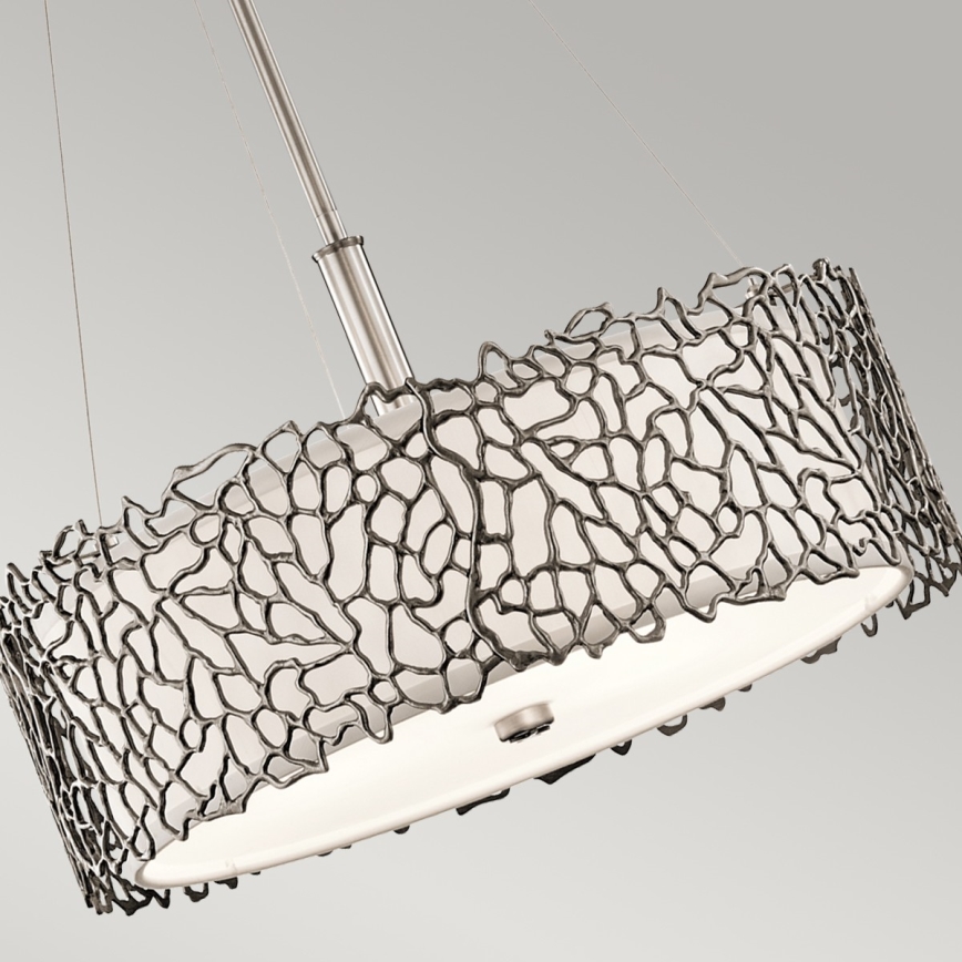 Kichler - Lampadario a sospensione con supporto rigido SILVER CORAL 3xE27/100W/230V cromo opaco