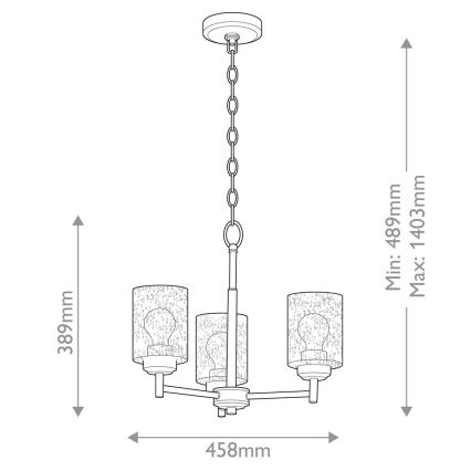 Kichler - Lampadario a sospensione con catena WINSLOW 3xE27/60W/230V diametro 45,8 cm ottone