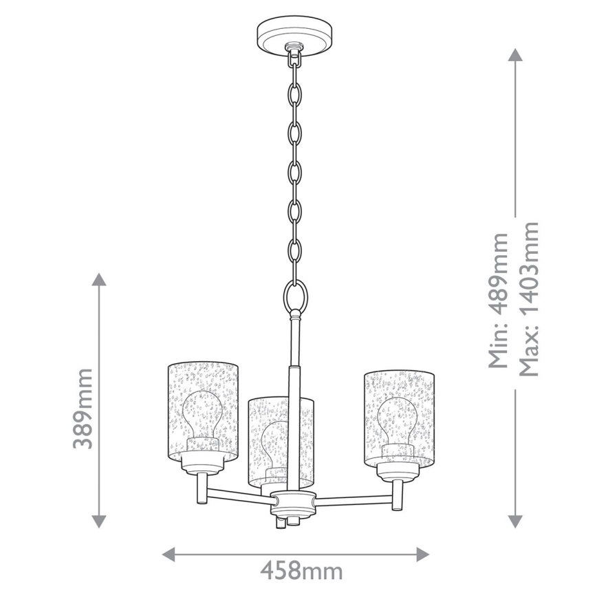 Kichler - Lampadario a sospensione con catena WINSLOW 3xE27/60W/230V diametro 45,8 cm ottone