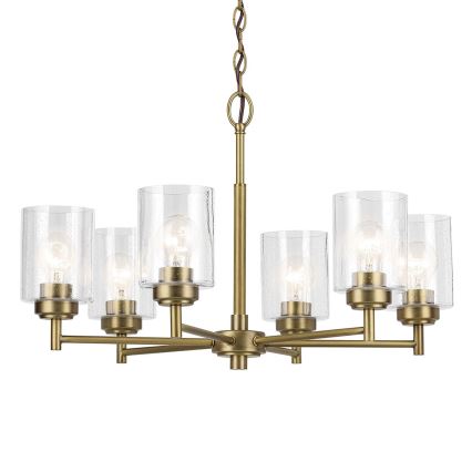 Kichler - Hängeleuchte an Kette WINSLOW 6xE27/60W/230V d 66 cm Messing