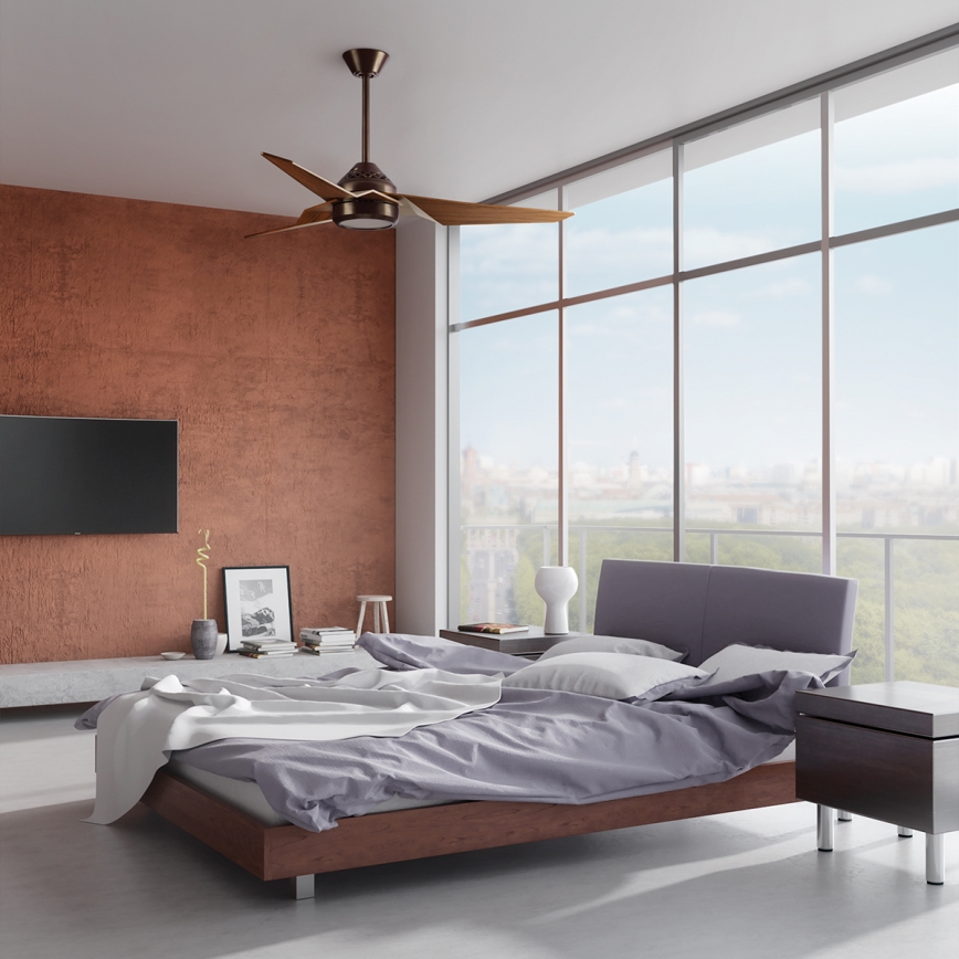 Kichler - Ventilatore da soffitto dimmerabile a LED JADE LED/18W/230V marrone + telecomando