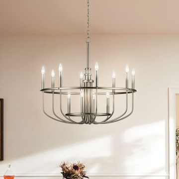 Kichler - Lampadario a catena CAPITOL HILL 12xE14/40W/230V cromo opaco