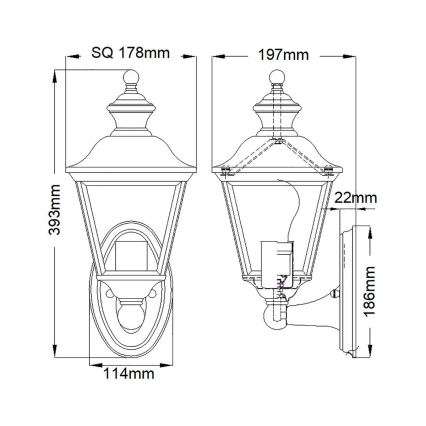 Kichler - Outdoor-Wandleuchte BAY SHORE 1xE27/60W/230V IP44