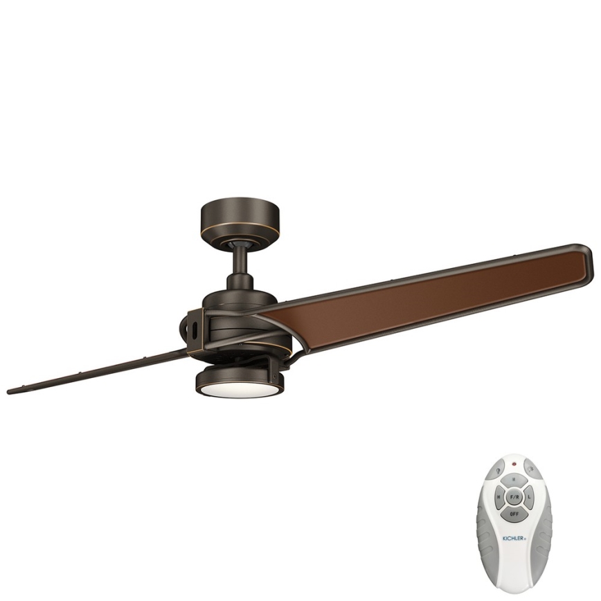 Kichler  -Ventilateur de plafond à intensité variable XETY LED/10W/230V noir/marron + télécommande