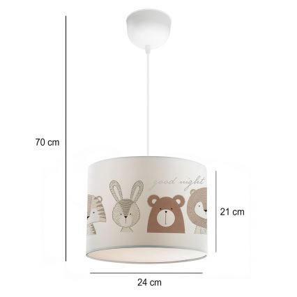 Kinder-Deckenleuchte CANDY 1xE27/40W/230V weiß/braun