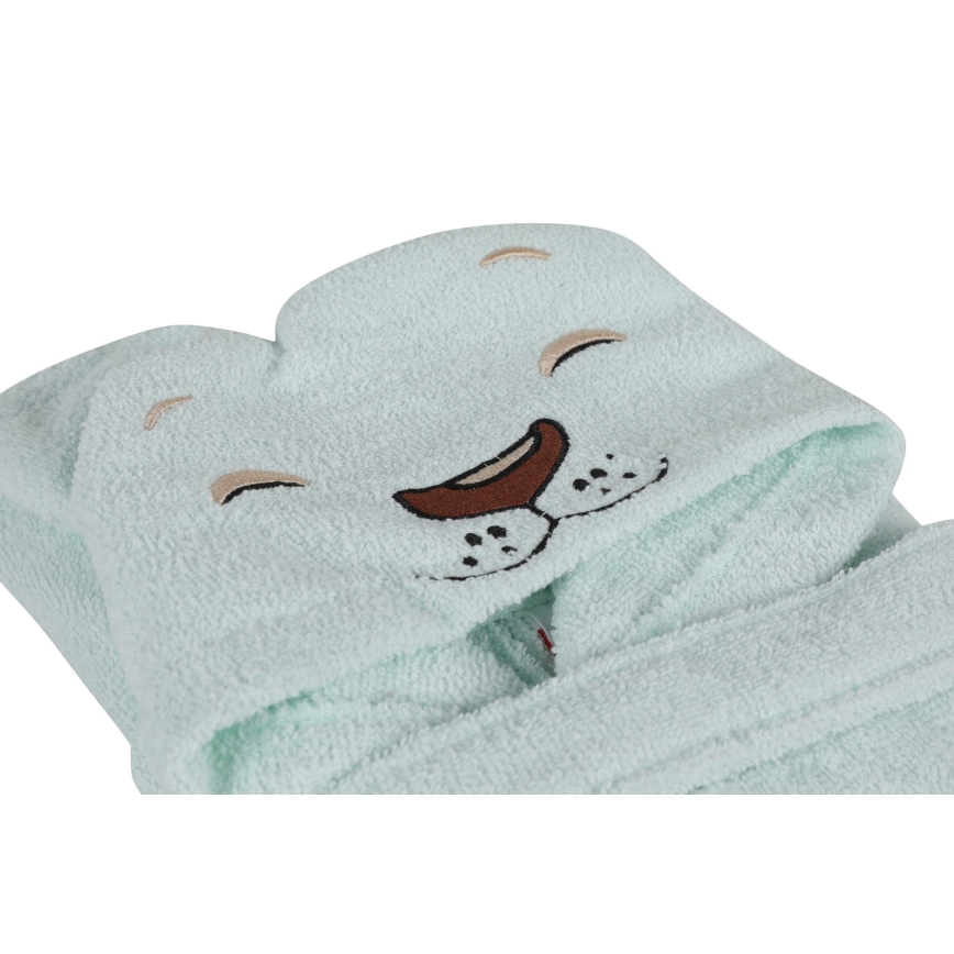 Kinder-Frottee-Set ASLAN - Bademantel, Handtuch, Waschlappen Minze