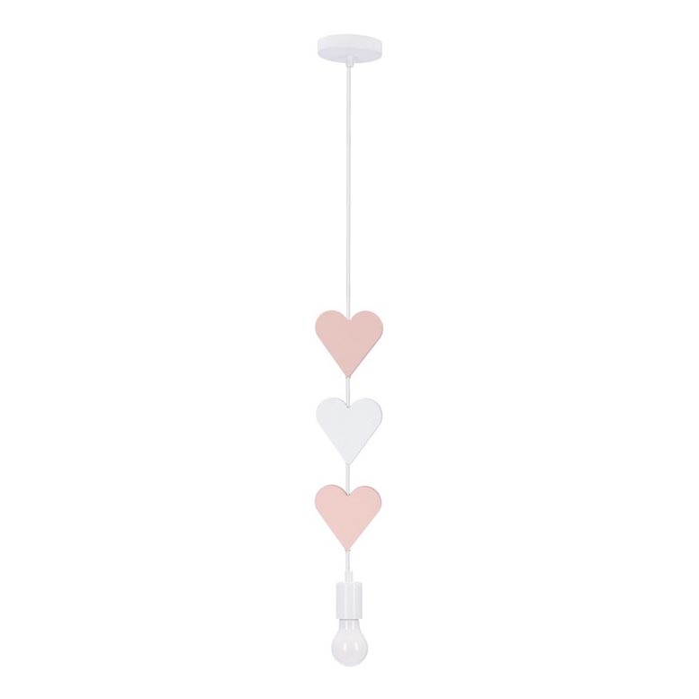 Kinder-Hängeleuchte an Kabel HEART 1xE27/20W/230V rosa/weiß