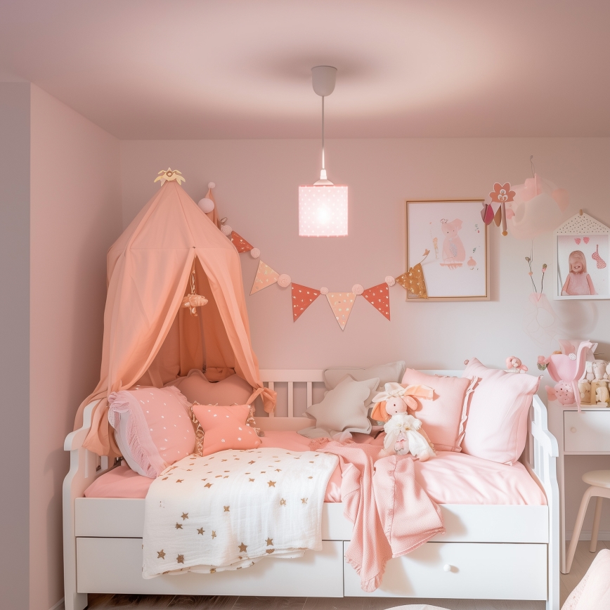 Kinder-Hängeleuchte DOTS 1xE27/15W/230V d 15 cm rosa