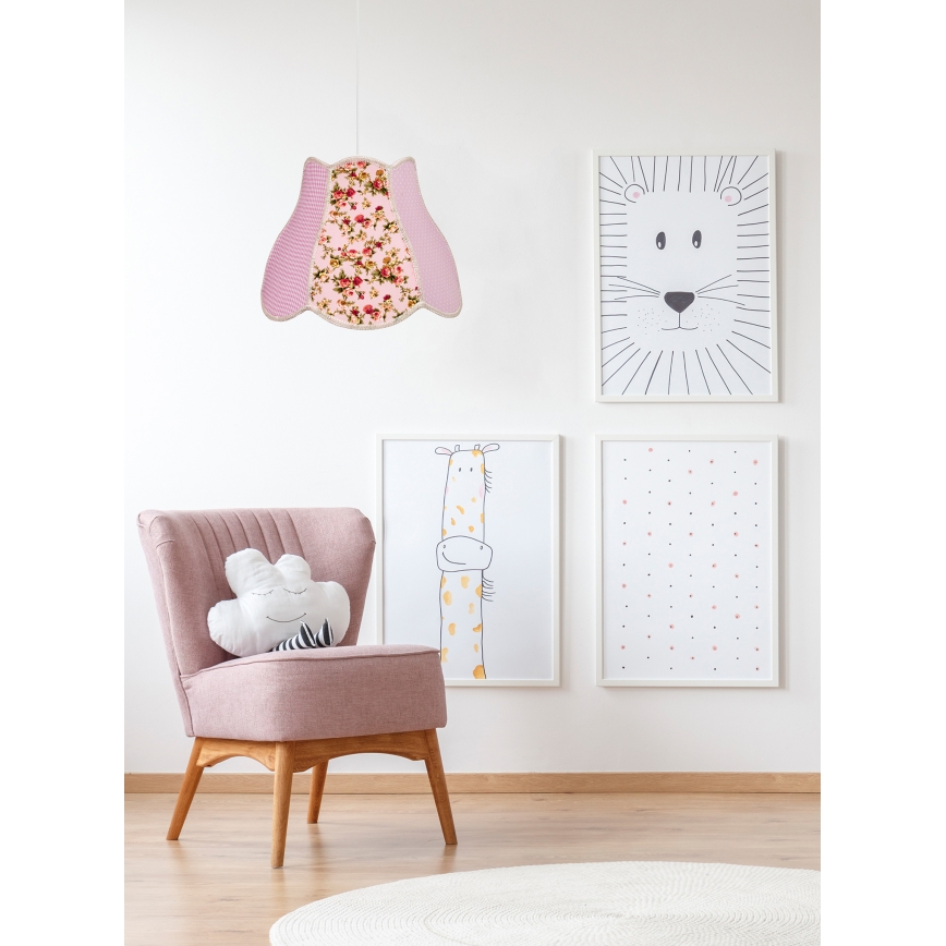 Kinder-Kronleuchter an Schnur ZUZA 1xE27/60W/230V rosa