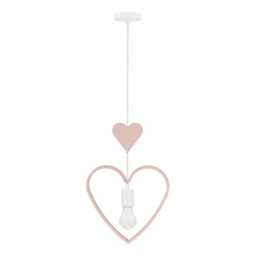 Kinder-Pendelleuchte HEART 1xE27/20W/230V rosa/weiß