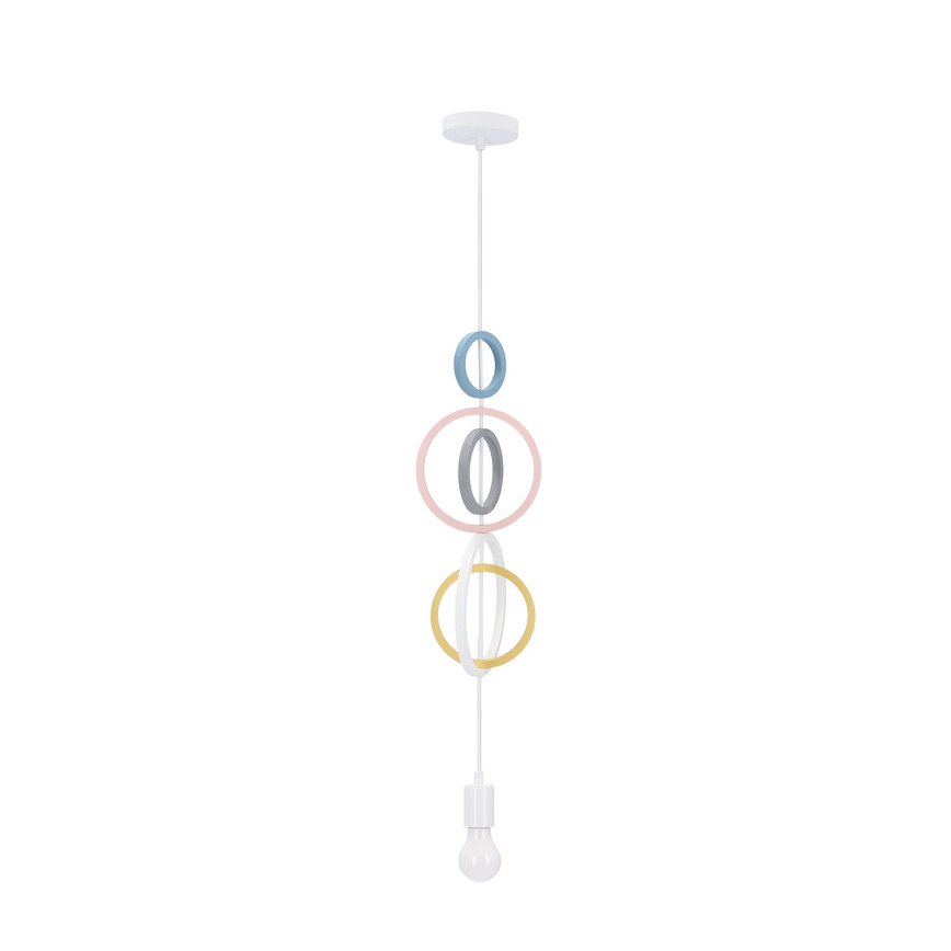 Kinder-Pendelleuchte HOOPS mit Kabelaufhängung, 1xE27/20W/230V, Ø 19 cm, mehrfarbig